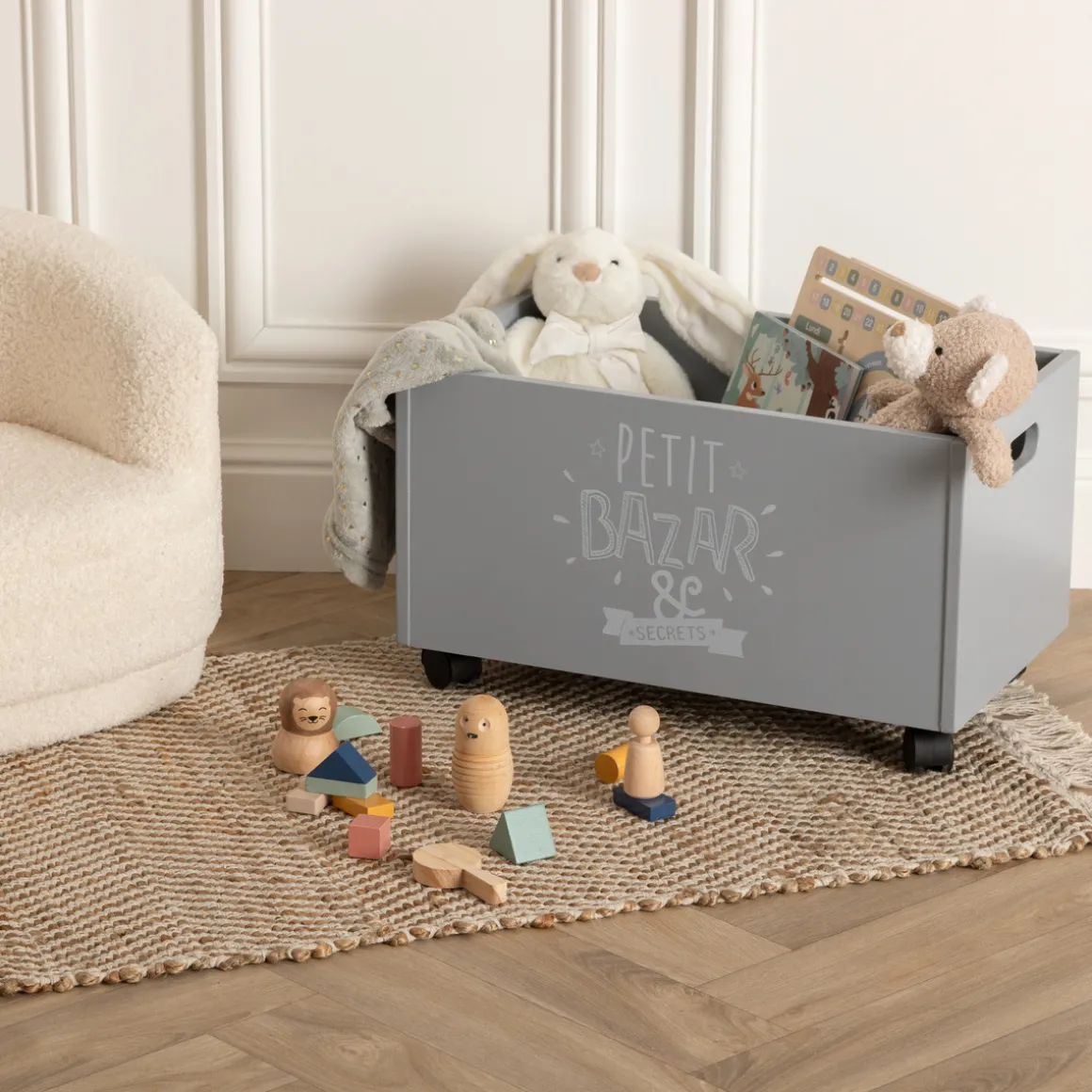 Coffre à jouets à roulettes