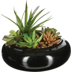 Composition des plantes arificielles, vase en céramique, H6 cm