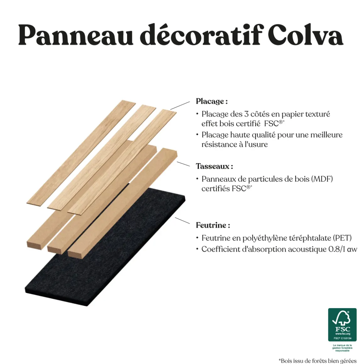 Lot de 2 panneaux décoratifs tasseaux bois Colva